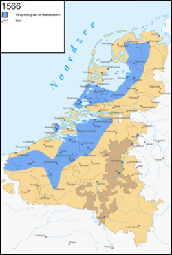 de beeldenstorm kwam in 1566 uit West-Vlaanderen en rukte op naar het Noorden