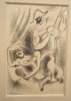 Harlekijn en naakt met spiegel (1918), gezien&nbsp;in het Tritonkabinet van het Haags Gemeentemuseum..