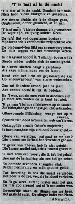 eerste publikatie (als ''Adwaita'') in De Amsterdammer van 22 juni 1918